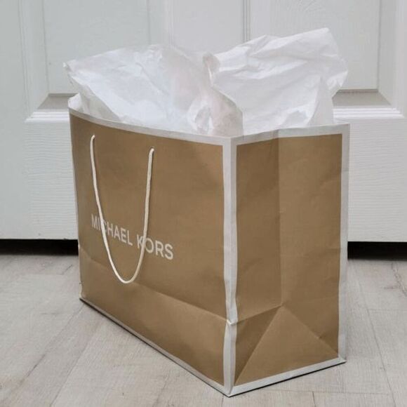 MICHAEL KORS Empty Paper Beige Shopping Gift Bag Rope Handles with Tissues - Picture 4 of 10